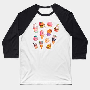 #2 Cute happy food sticker pack Baseball T-Shirt